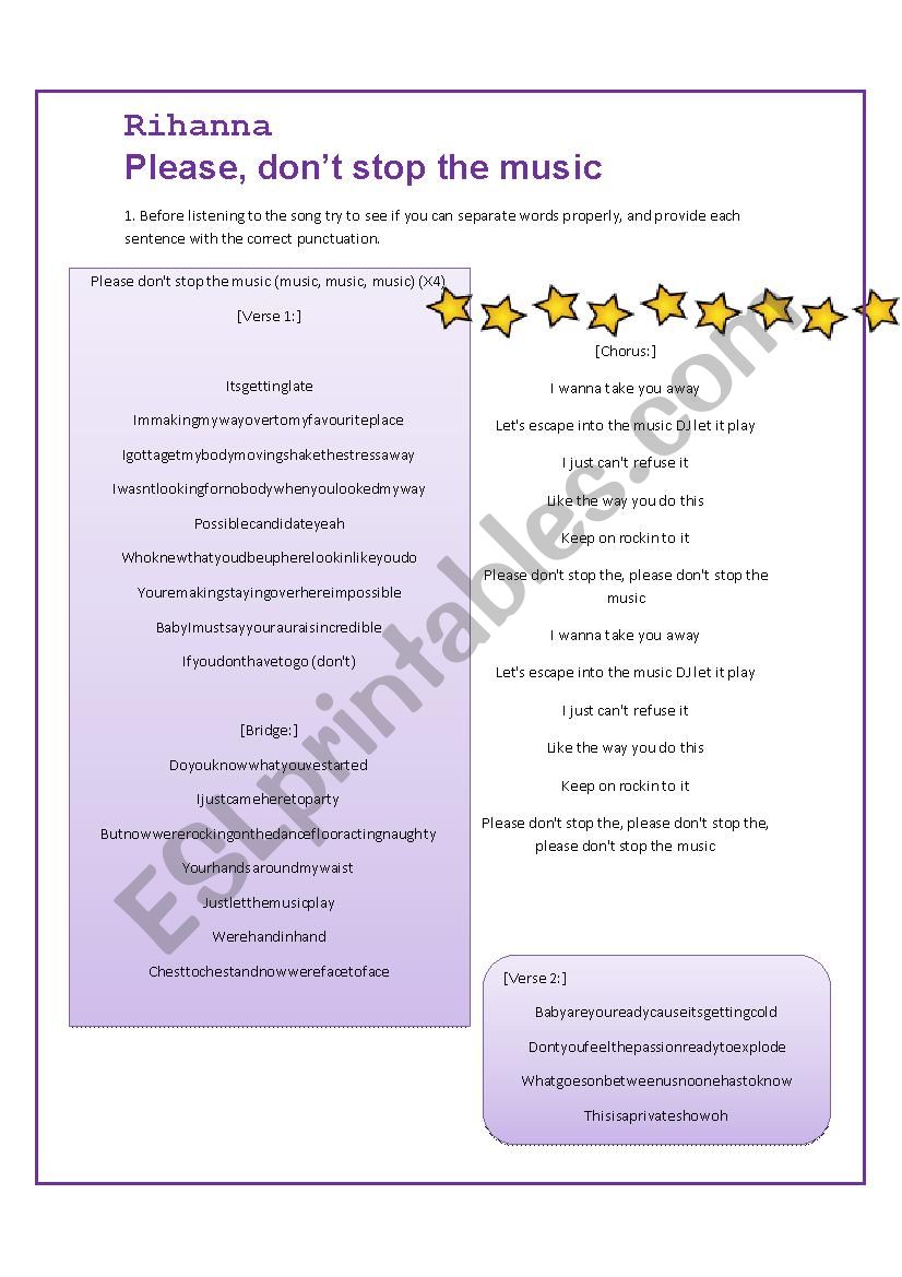 Please, donÂ´t stop the music by Rihanna