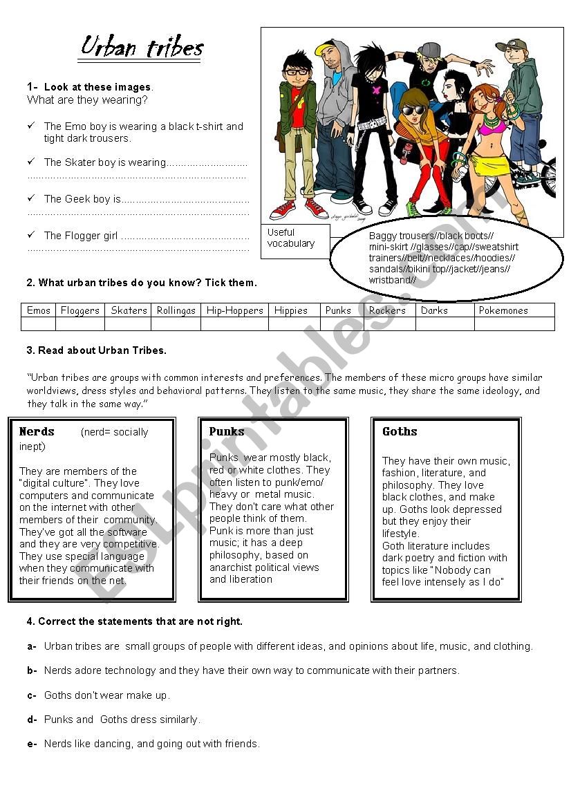 URBAN TRIBES worksheet