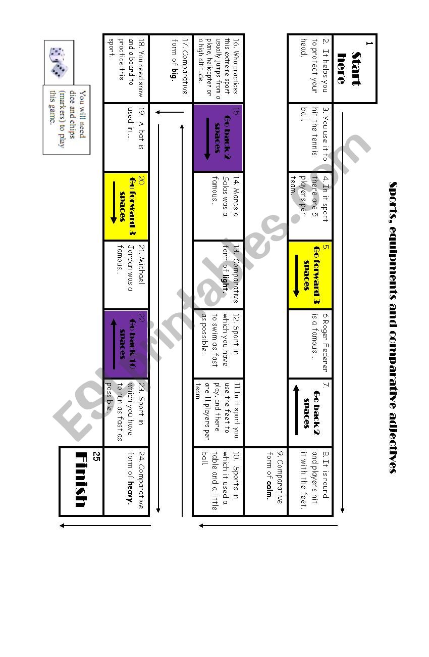 boardgame sports with comparative adj.