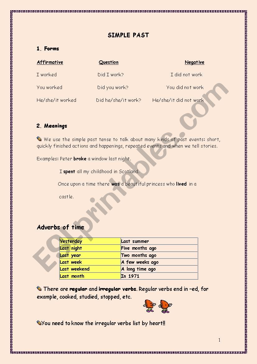 SIMPLE PAST worksheet