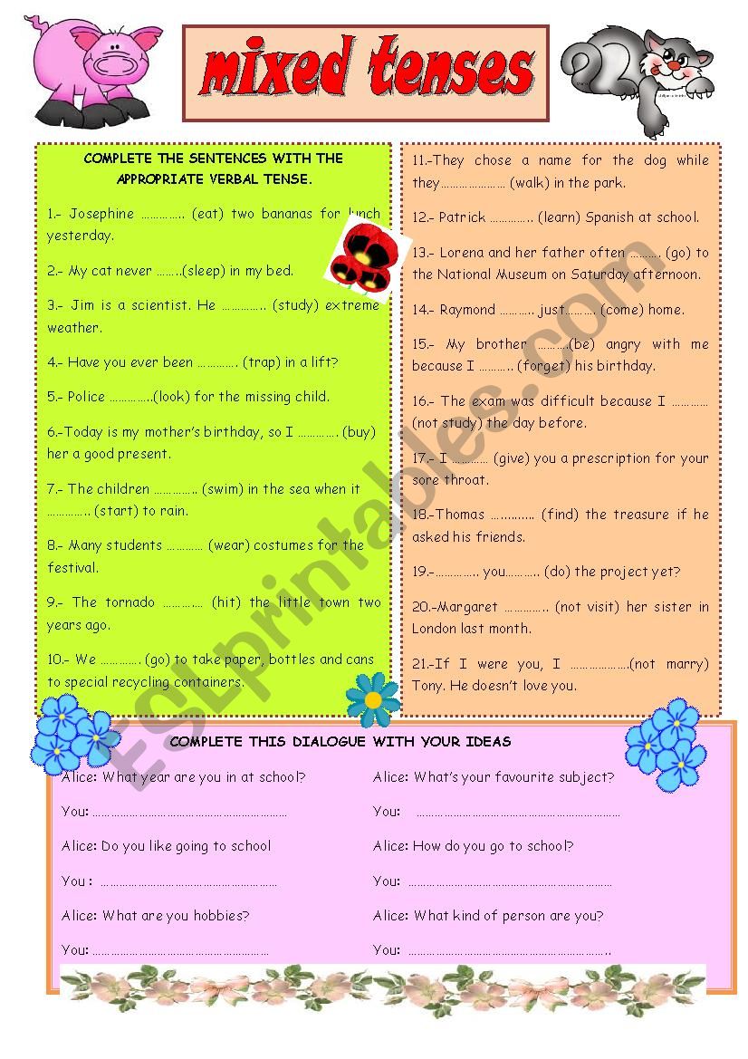 MIXED TENSES worksheet