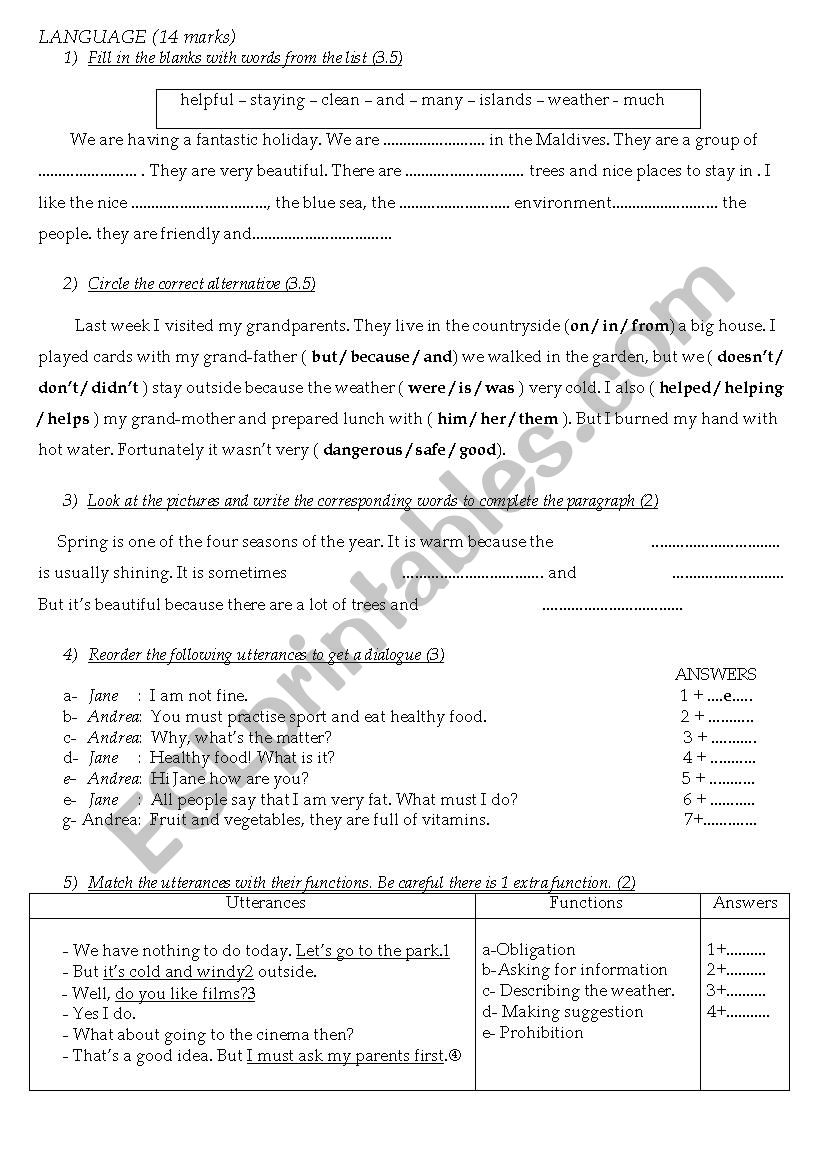 english test n 5 worksheet