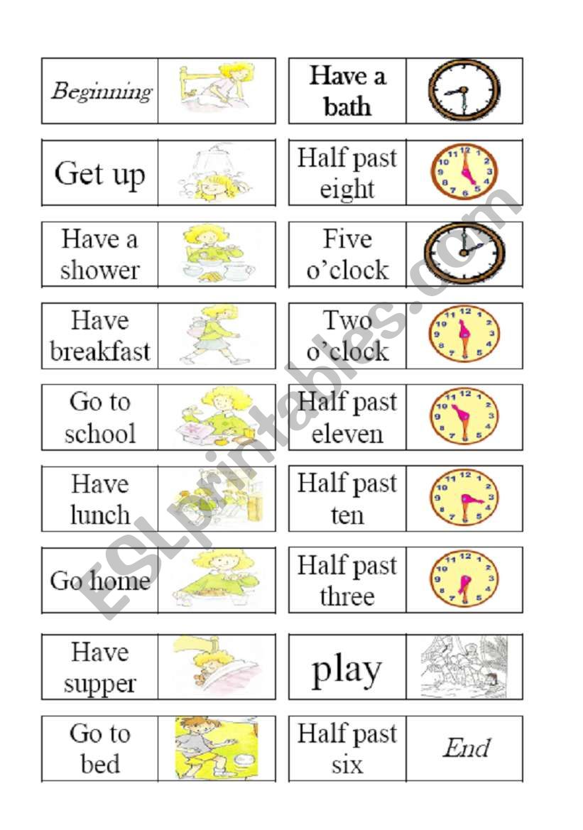 daily routines/ telling the time domino