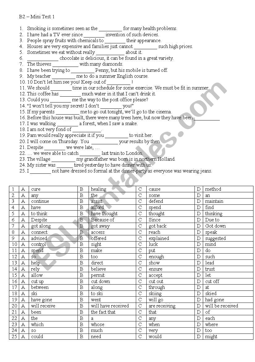 last minute revision 1 worksheet