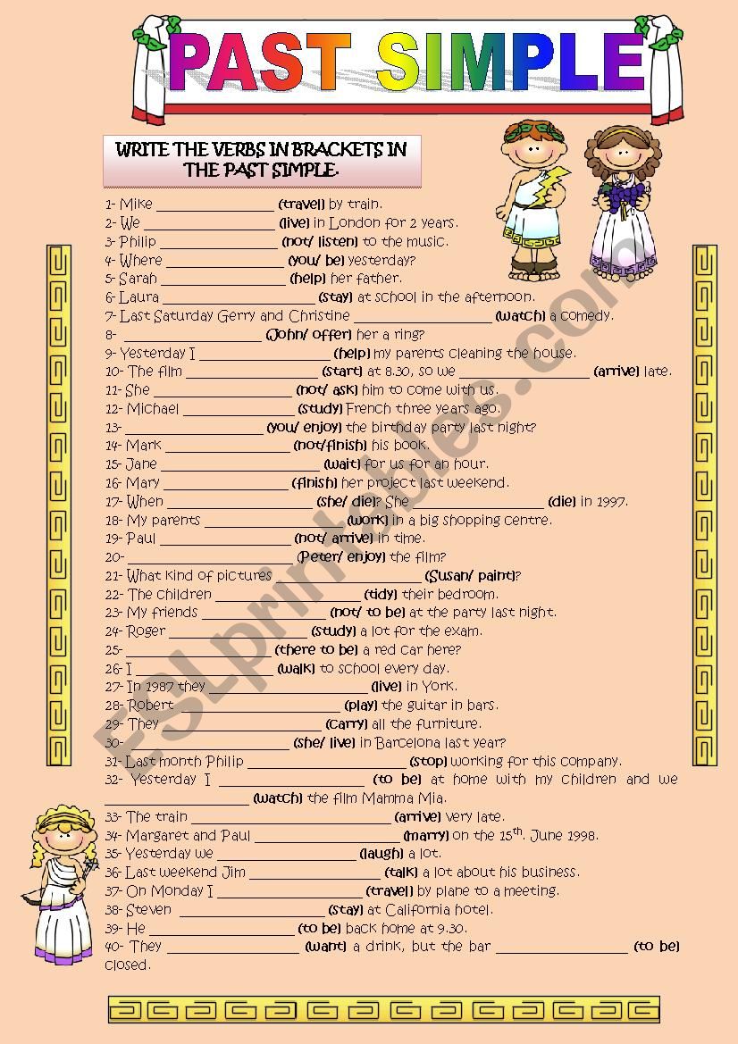 PAST SIMPLE - REGULAR VERBS - ESL worksheet by sandytita