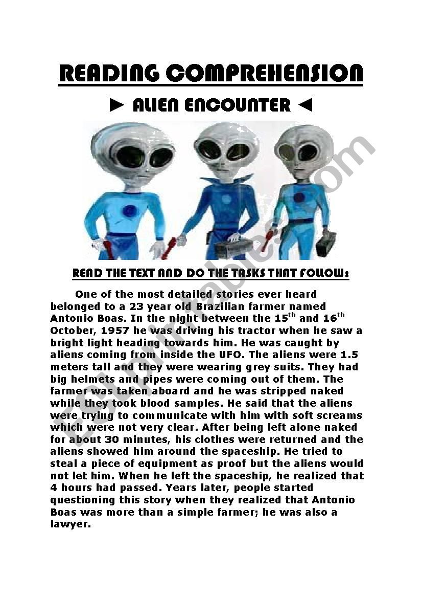 READING COMPREHENSION - ALIEN ENCOUNTER