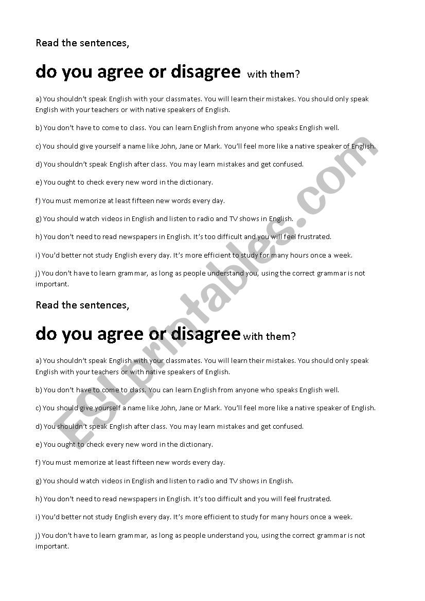 Modal Verbs worksheet