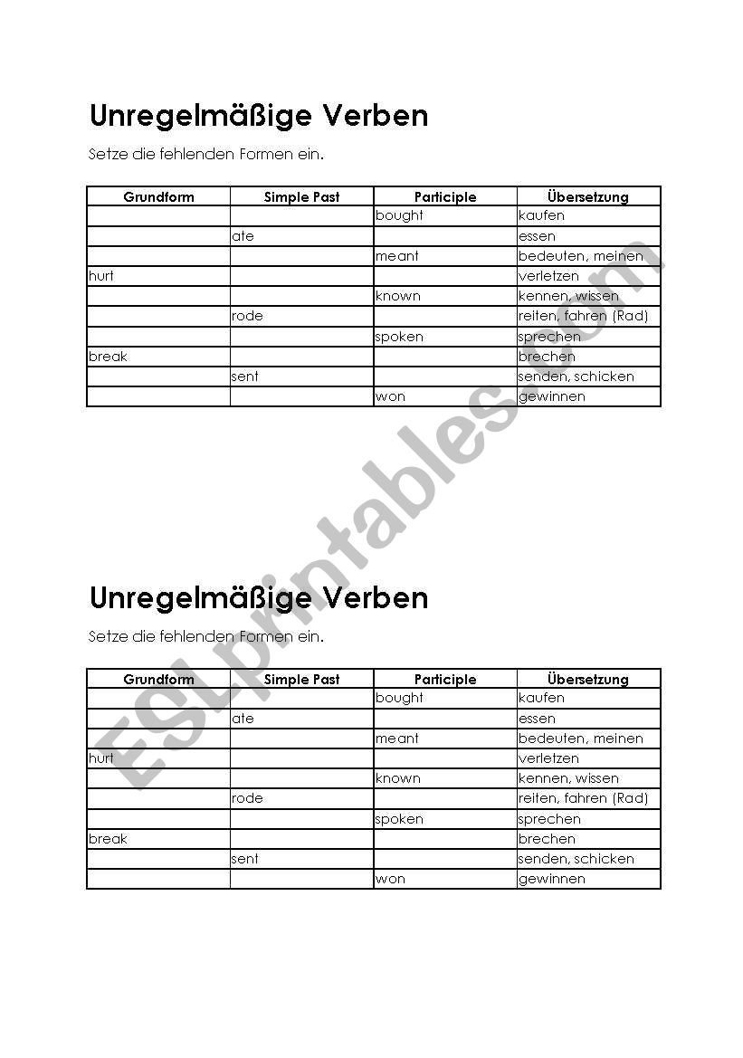 Irregular Verbs -3 worksheet