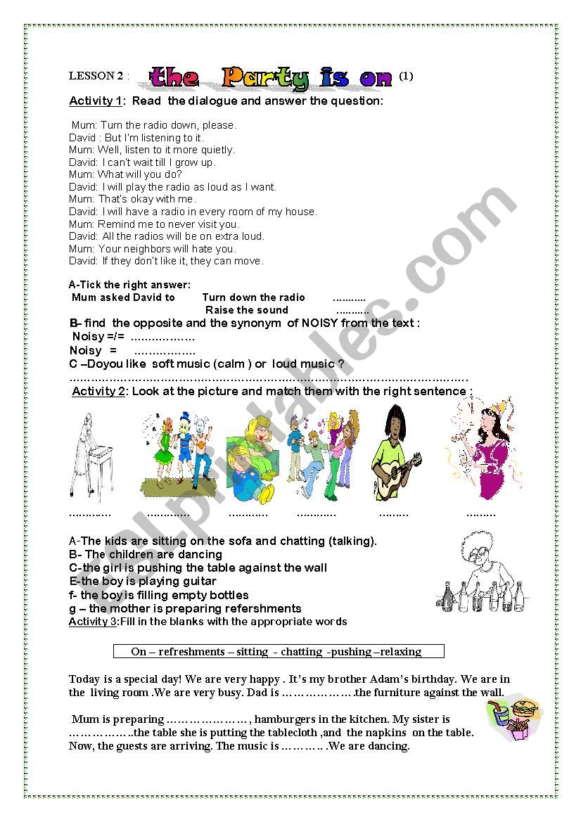 PARTY worksheet