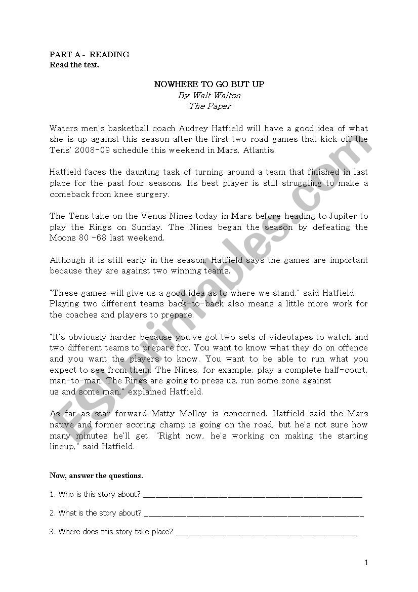 reading mixed tenses worksheet