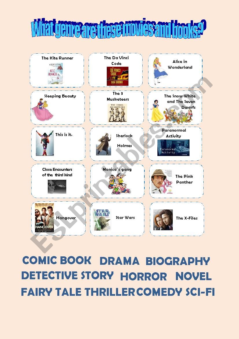 STORY GENRES worksheet