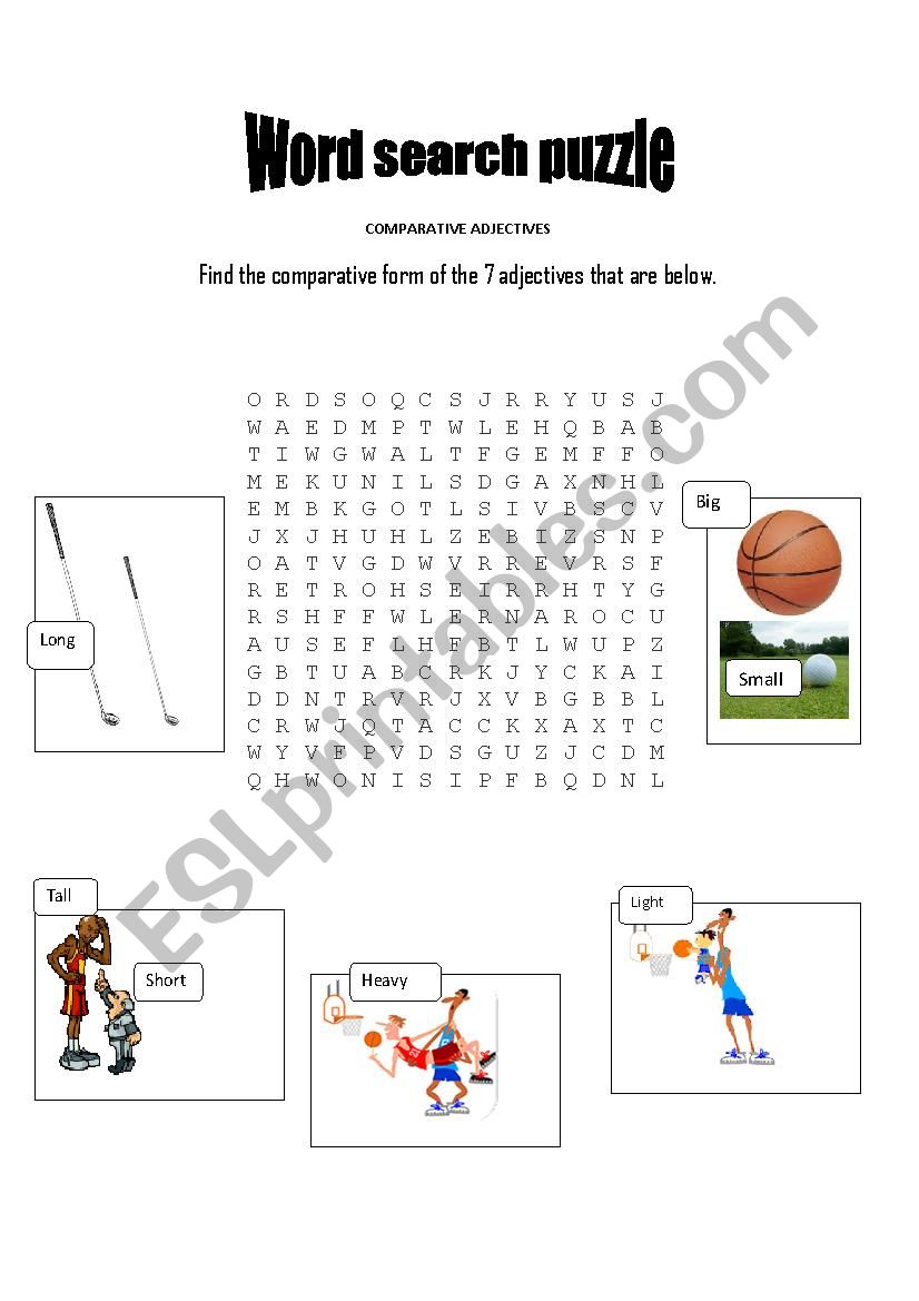 comparative adjectives word search