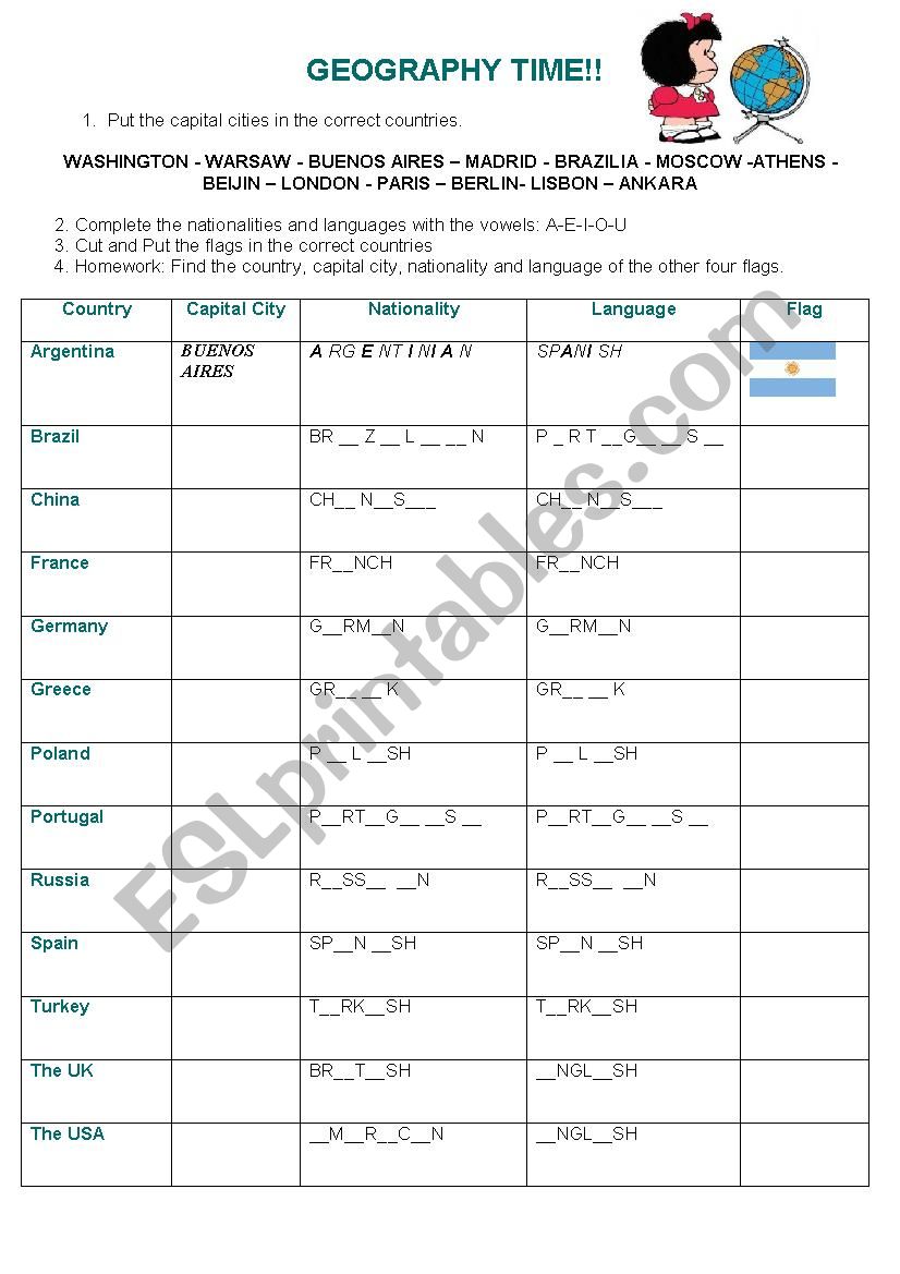 Geography Time!!  worksheet