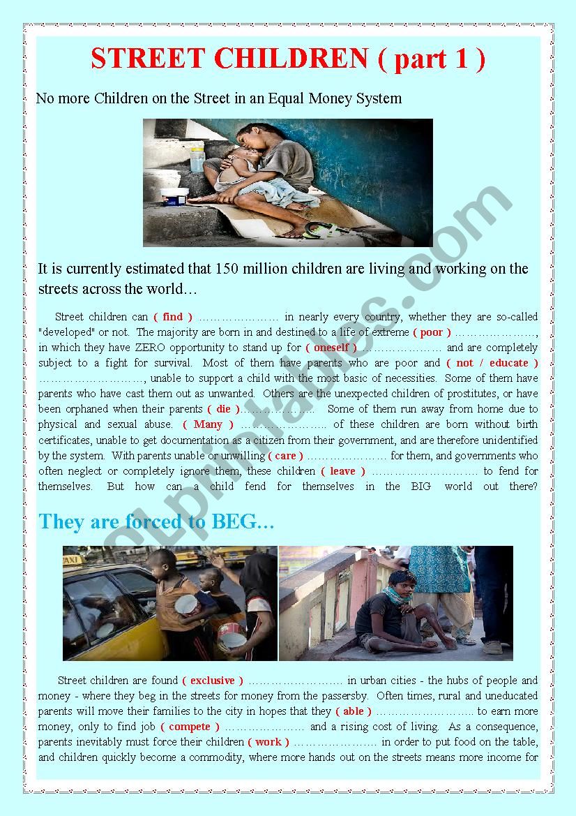 STREET CHILDREN ( part 1 )  worksheet