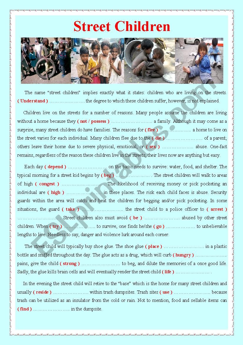 Street Children worksheet