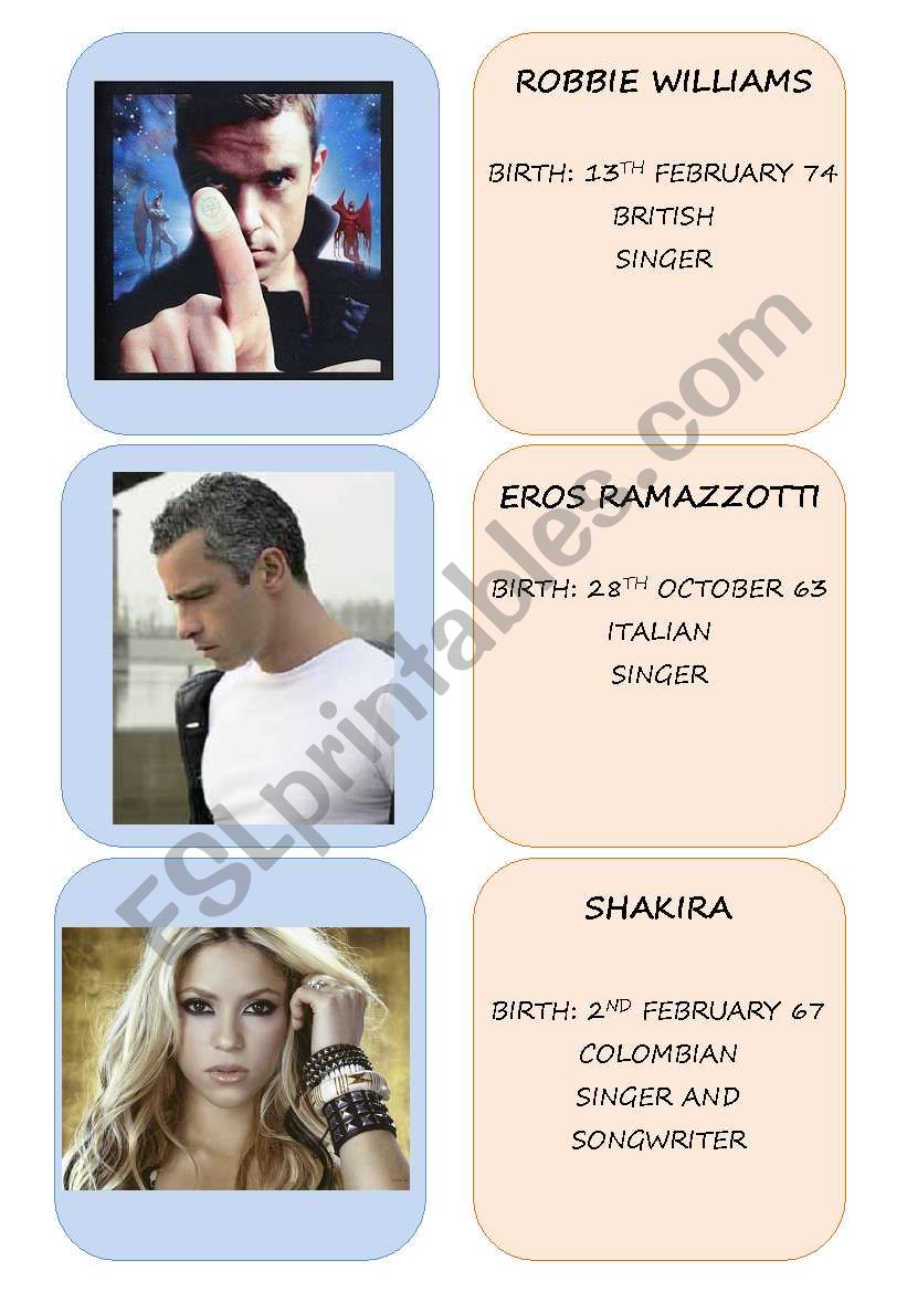 WhoÂ´s who? (set 3 of 4) worksheet