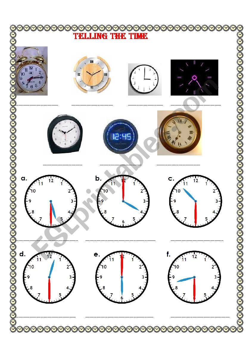 Telling the time worksheet