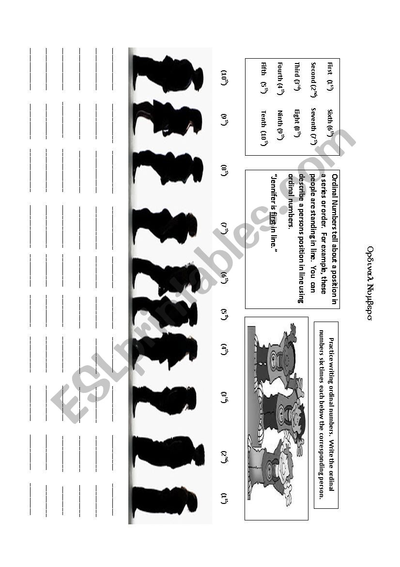 Ordinal Numbers  worksheet