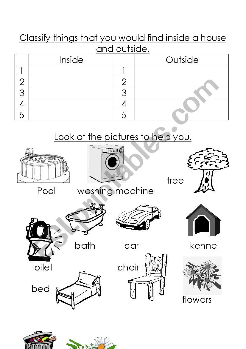 Classify things worksheet