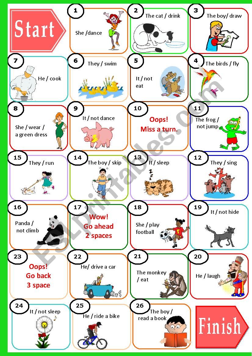 Present Continuous Board game for young learners - ESL worksheet by Larisa.