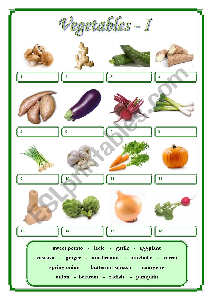 Vegetables I worksheet