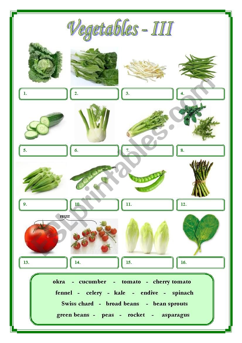 Vegetables III worksheet