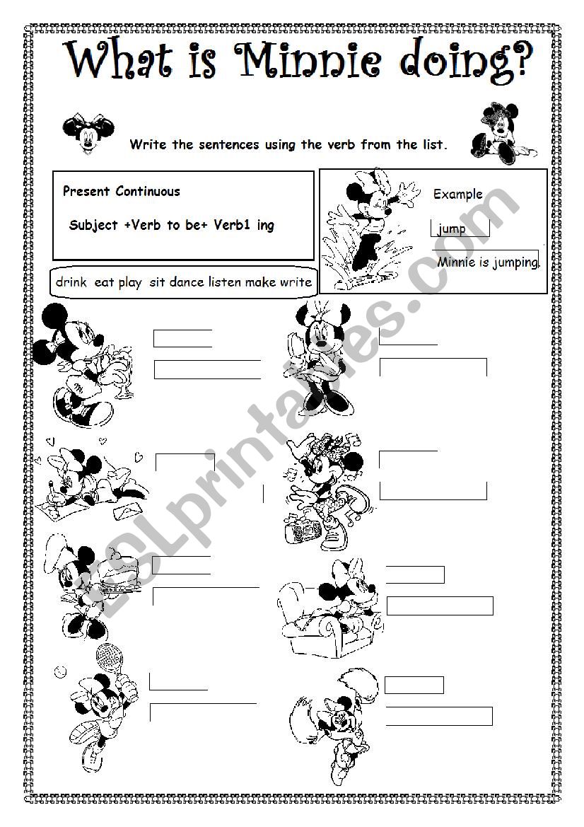 What is Minnie doing? worksheet
