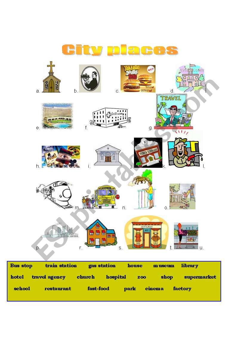 City places worksheet