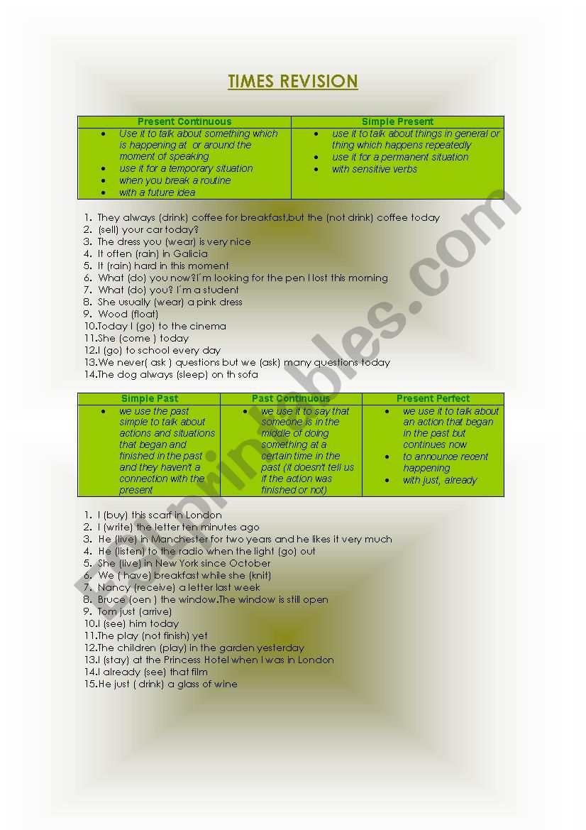 time revision worksheet