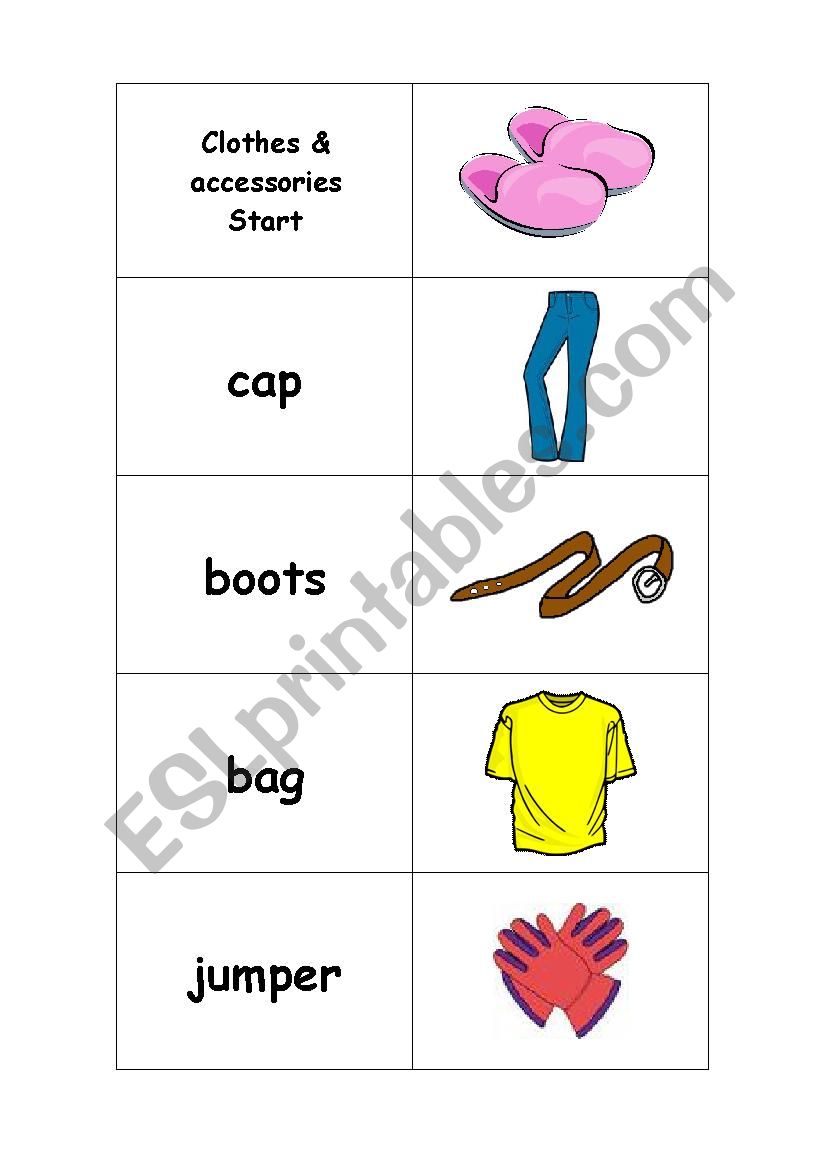 Clothes & accessories worksheet
