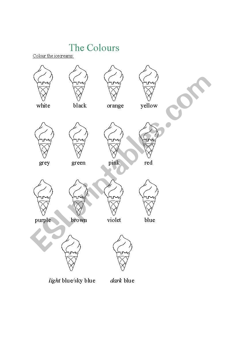 The colours worksheet