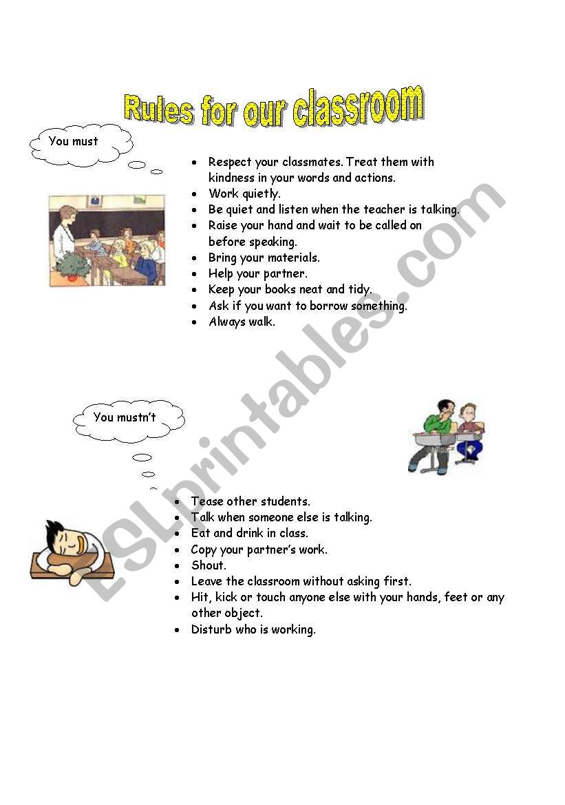 classroom rules worksheet