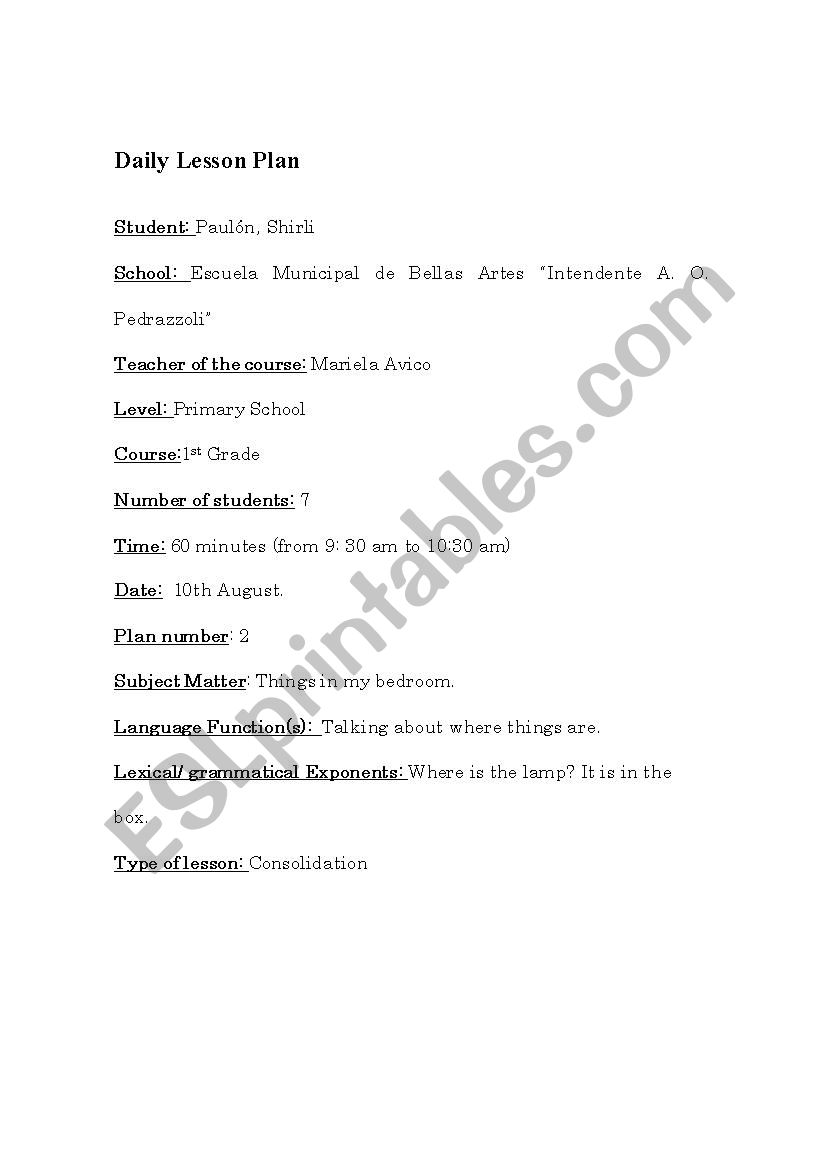 prepositions and furniture  worksheet