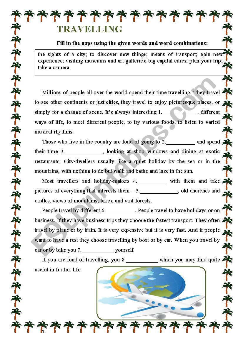 Travelling worksheet