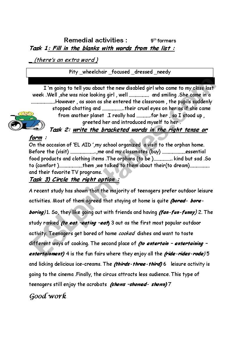 Remedial activities worksheet