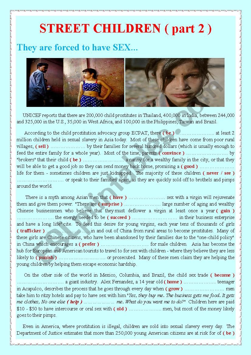 STREET CHILDREN ( part 2 ) worksheet