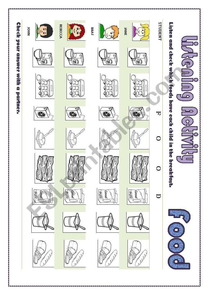 Breakfast listening activity worksheet