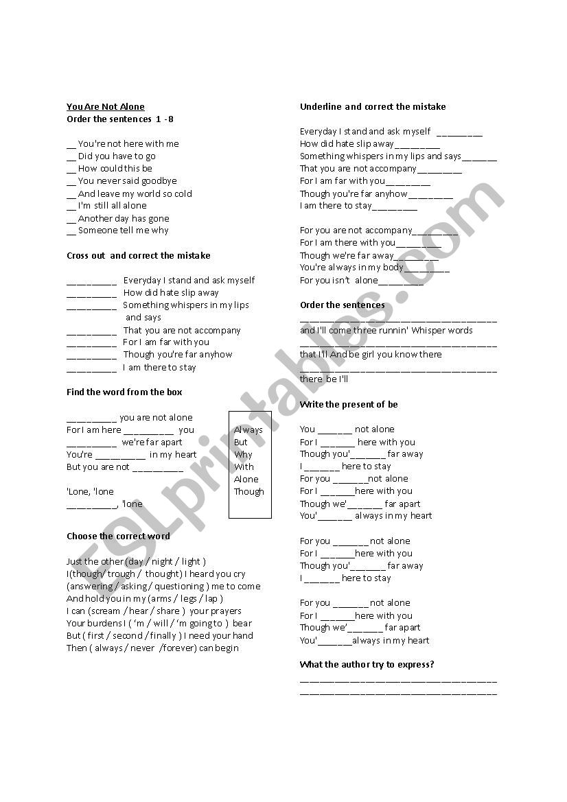 Song Michael Jackson worksheet