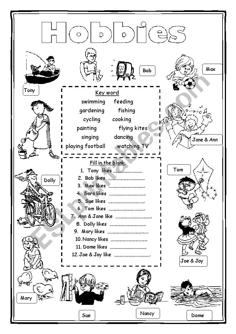 Hobbies worksheet