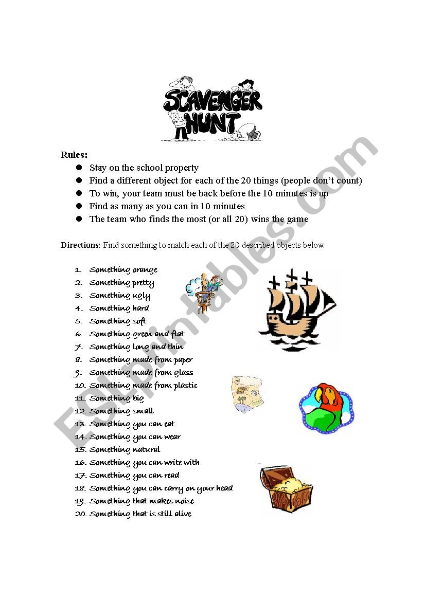 Scavenger Hung worksheet