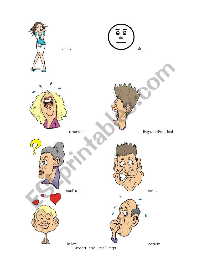 Moods and Feelings clipart worksheet