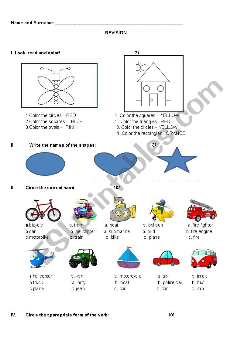 TEST REVISION worksheet