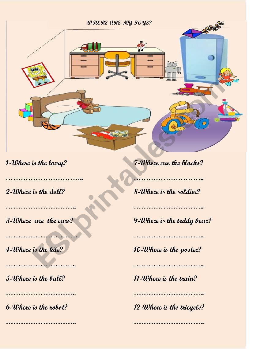 toys and prepositions worksheet