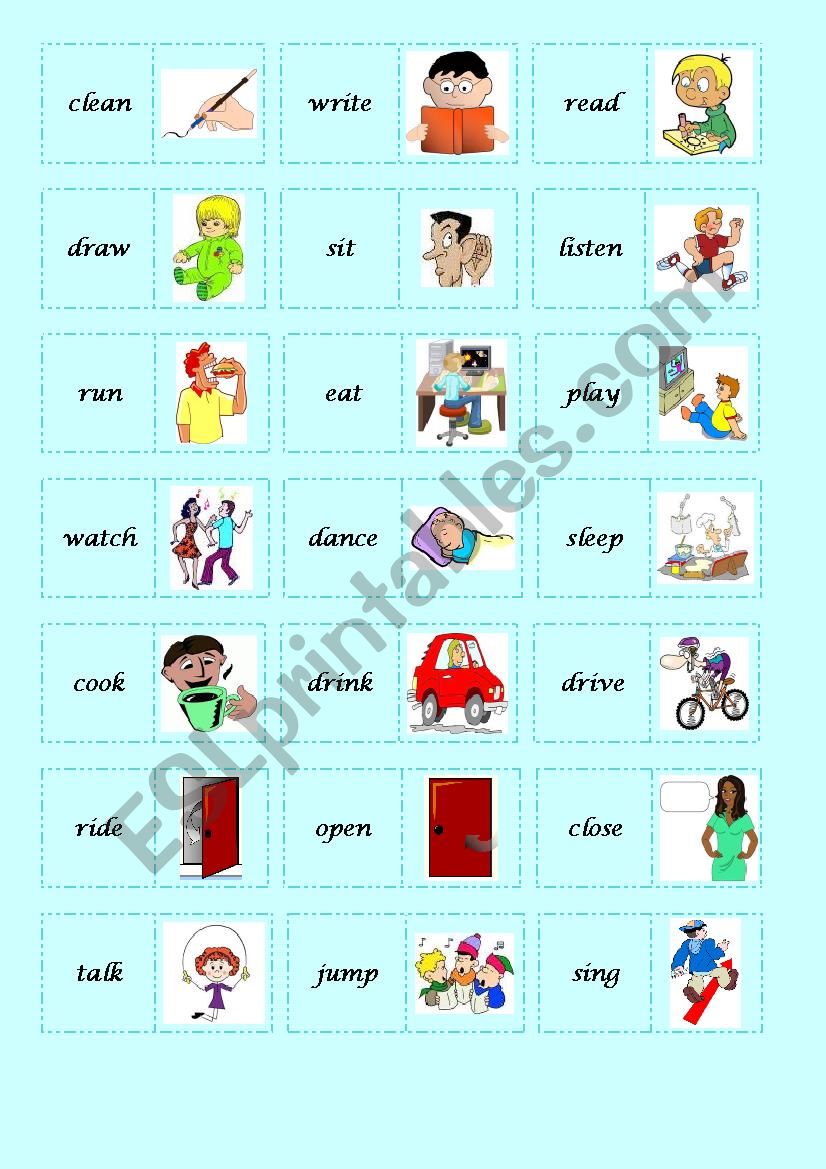 BASIC VERBS DOMINO - 1/2 worksheet