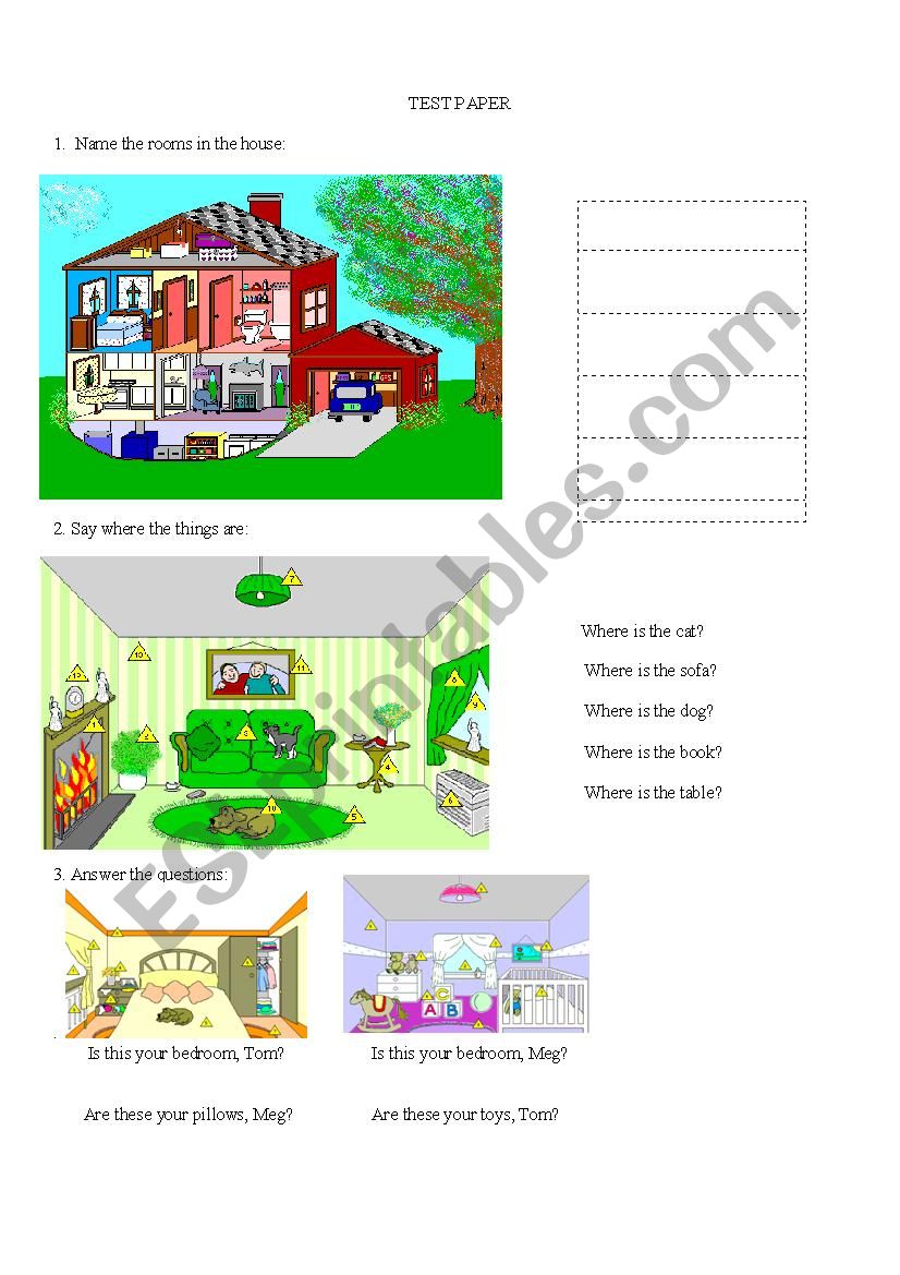 Rooms and prepositions of place