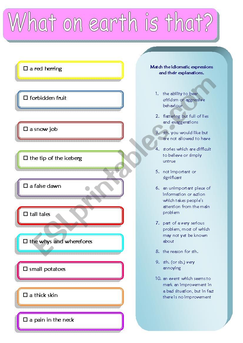 What on earth is that? worksheet