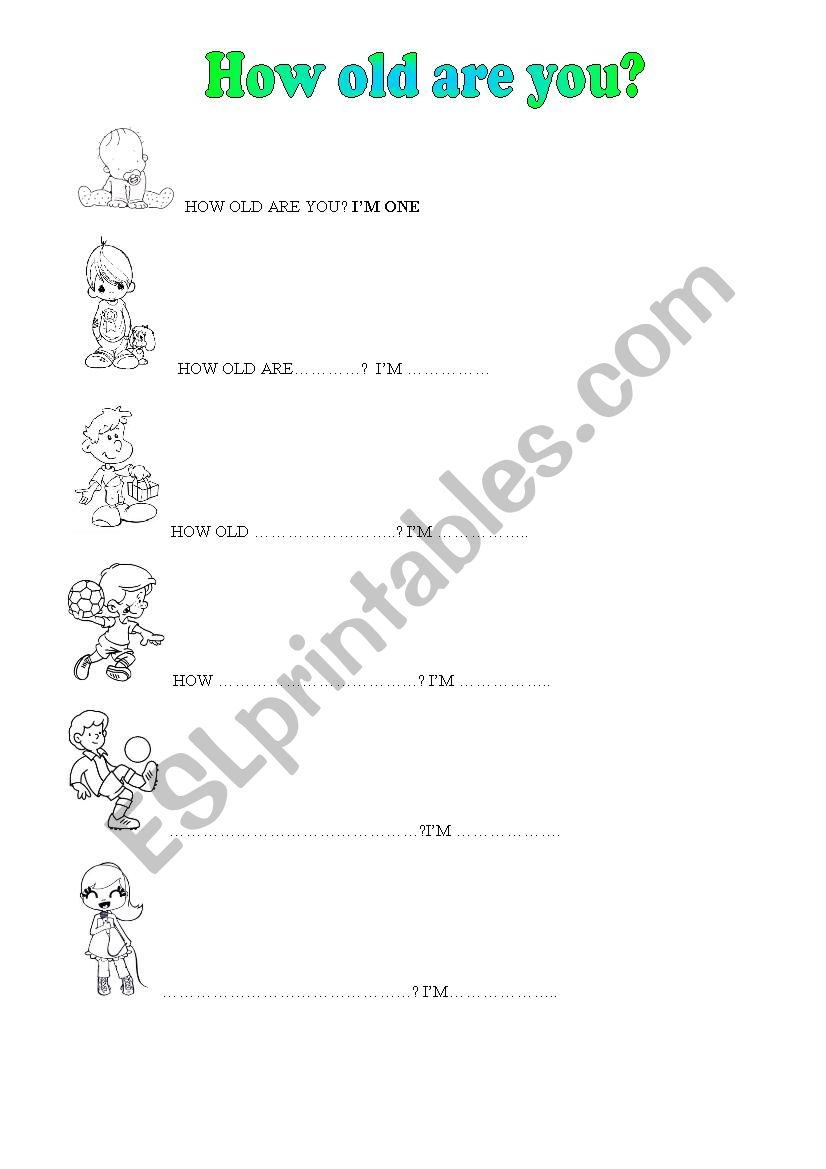 How old are you? worksheet