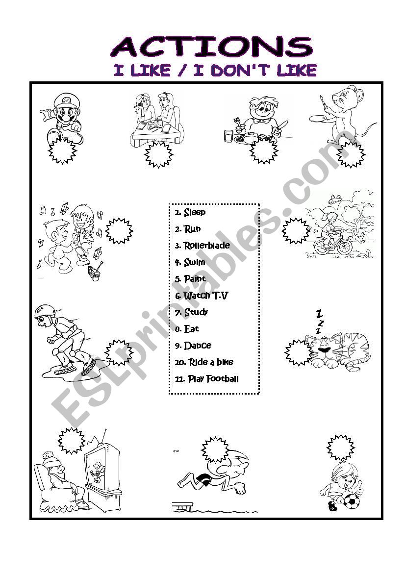 Actions worksheet