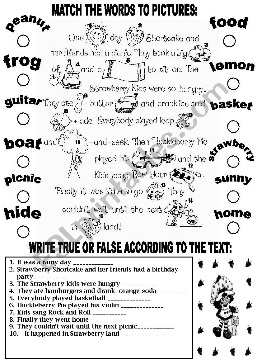 STRAWBERRR SHORTCAKE PICNIC worksheet