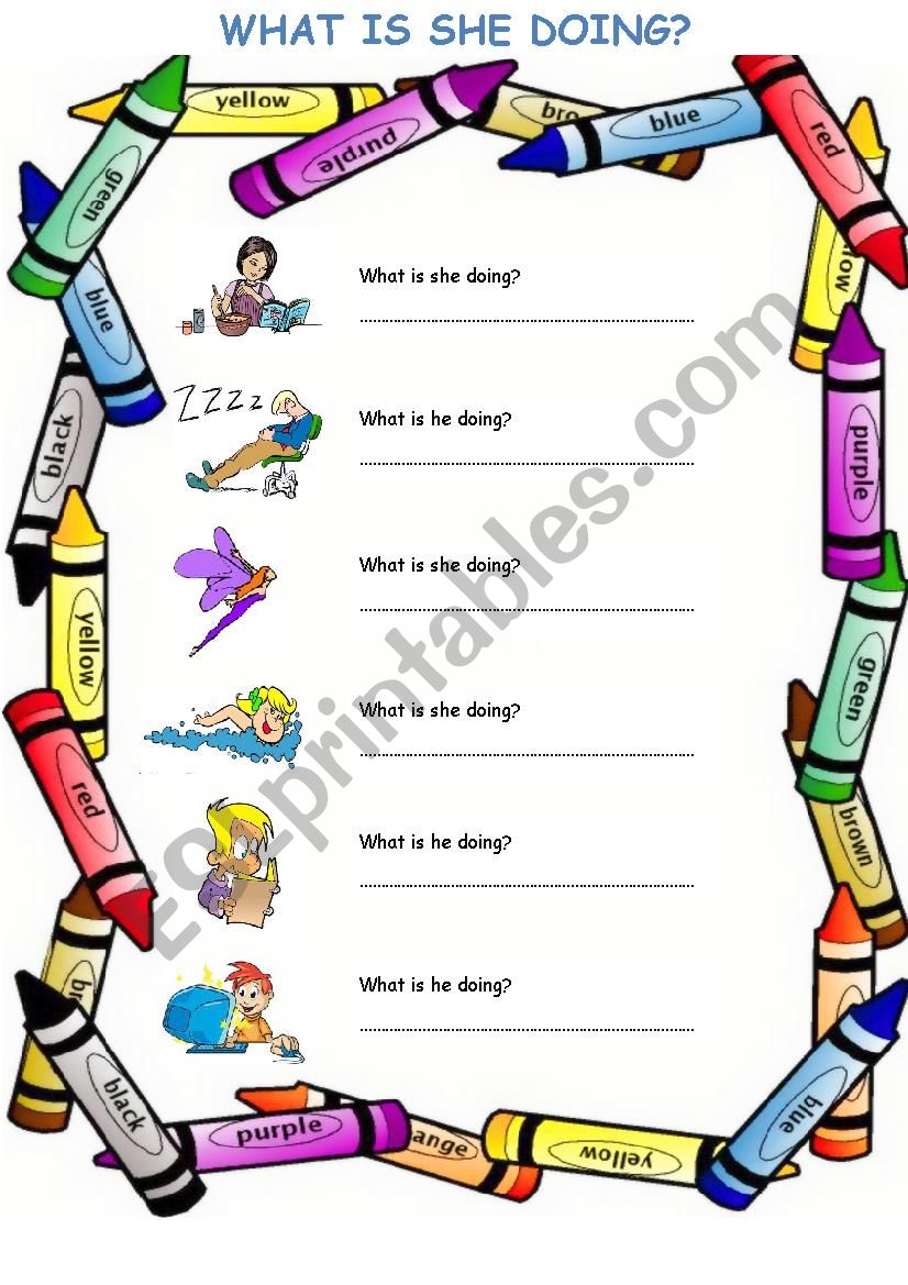 What is she doing? worksheet